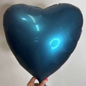 Шар сердце синий сатин, 46 см