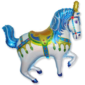Шар фигура "Цирковая лошадка", синяя