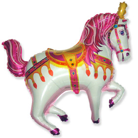 Шар фигура "Цирковая лошадка", розовая