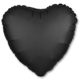 Шар Сердце черное 46 см, сатин