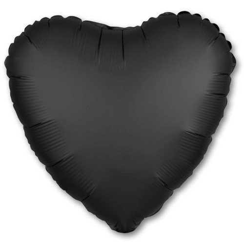 Шар Сердце черное 46 см, сатин