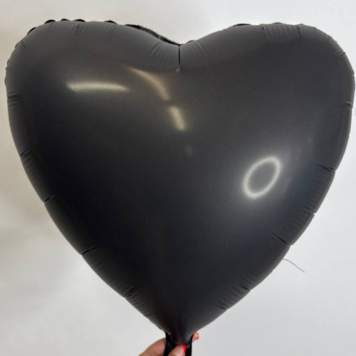 Шар сердце черный сатин 1204-1501, 46 см