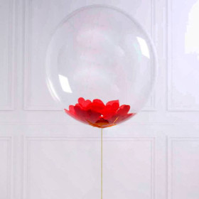 Шар Bubble с красным конфетти