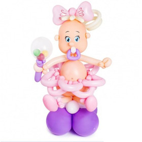 Плетеная фигура из шаров "Малышка с погремушкой"