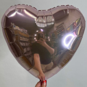 Шар сердце нежно-розовый металлик, 46 см