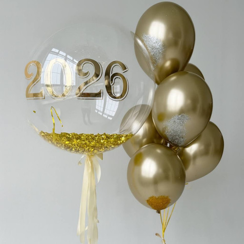 Композиция из шаров "Золотой Новый Год"
