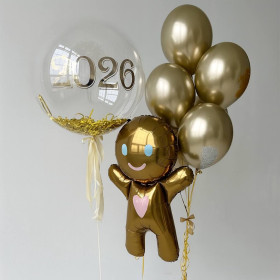 Композиция из шаров "Золотой Новый Год", с пряником
