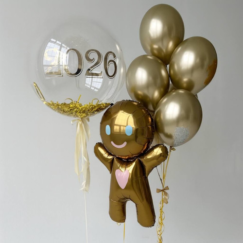Композиция из шаров "Золотой Новый Год", с пряником