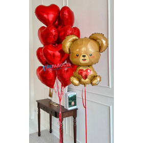 Композиция из шаров "Сердечный мишка"