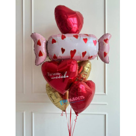 Фонтан из шаров "Наша сладкая история"