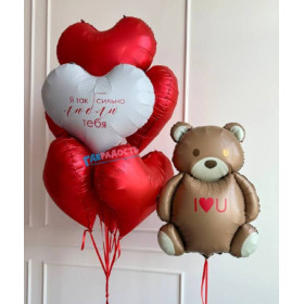 Композиция из шаров "Влюбленный мишка"