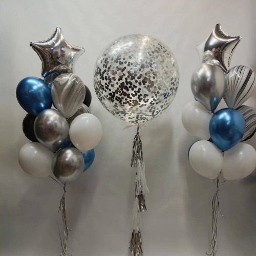 Композиция из шаров "Зимнее серебро"