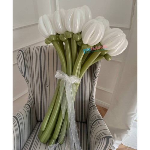 Тюльпаны из шаров белые, 17 шт