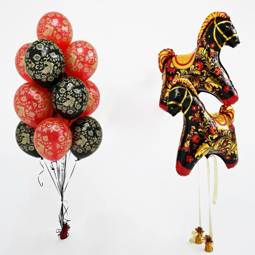 Композиция из шаров "Русские лошадки"