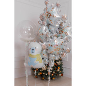 Композиция из шаров "Мишка со снежинками"