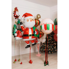 Композиция из шаров "Дед Мороз с мешком подарков"