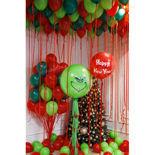Композиция из шаров "Зеленая тема на Новый Год"