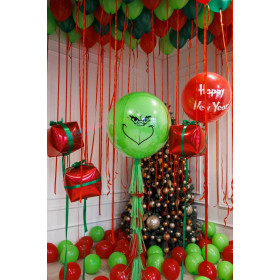 Композиция из шаров "Подарочки с Гринчем на Новый Год"