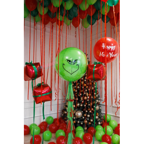 Композиция из шаров "Подарочки с Гринчем на Новый Год"