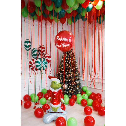 Композиция из шаров "Конфетки и Гринч на Новый год"