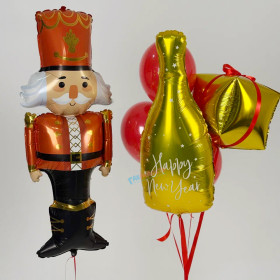 Композиция из шаров "Щелкунчик с подарком"