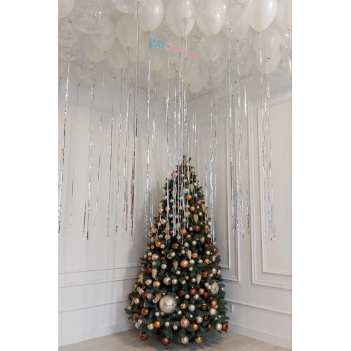 Шары под потолок "Снежные", белый шелк и прозрачные с пенопластом