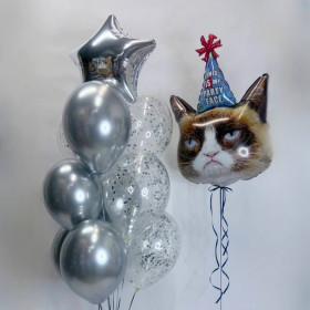 Композиция из шаров "Хмурый кот"