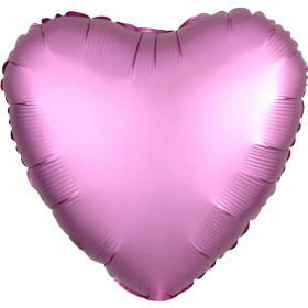 Шар Сердце фламинго 48 см, cатин