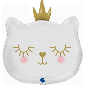 Шар фигура "Котенок Принцесса", белый