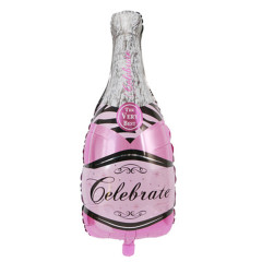 Шар фигура "Бутылка шампанского", розовая