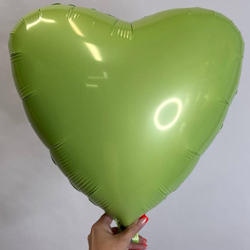 Шар сердце фисташка сатин, 46 см