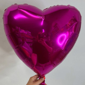 Шар сердце фуксия металлик, 46 см