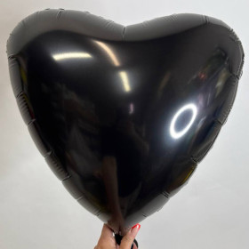 Шар сердце черный пастель, 46 см