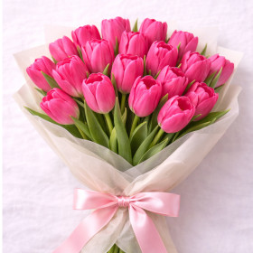 Букет из 21 розового тюльпана