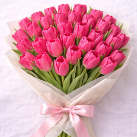 Букет из 31 розового тюльпана