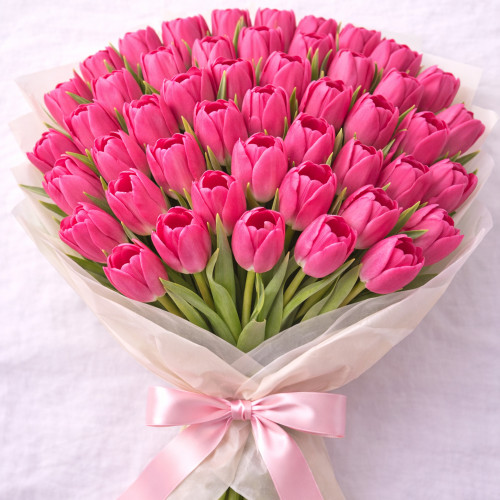 Букет из 40 розовых тюльпанов