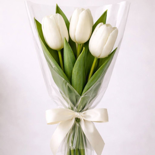 Букет из 3 белых тюльпанов