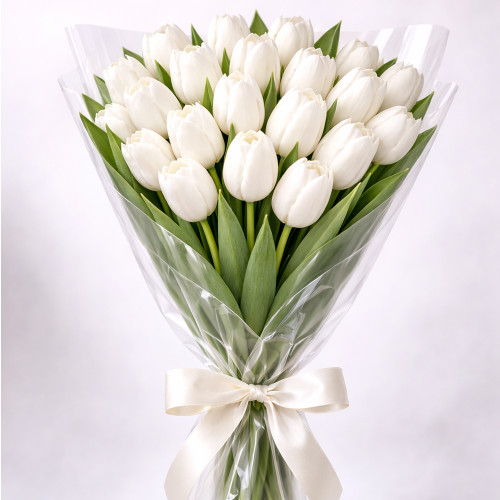 Букет из 20 белых тюльпанов