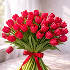 Букет из 40 красных тюльпанов