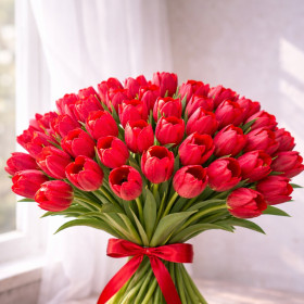 Букет из 50 красных тюльпанов