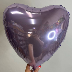 Шар сердце сиреневый металлик, 46 см