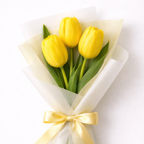 Букет из 3 желтых тюльпанов