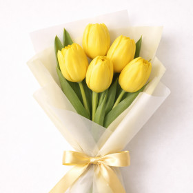 Букет из 5 желтых тюльпанов