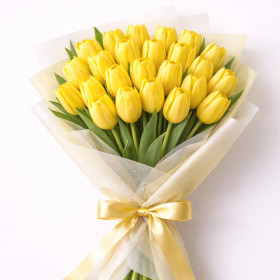 Букет из 25 желтых тюльпанов