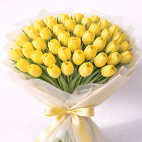 Букет из 60 желтых тюльпанов