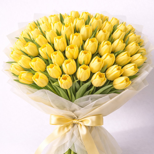 Букет из 90 желтых тюльпанов