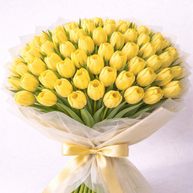 Букет из 100 желтых тюльпанов