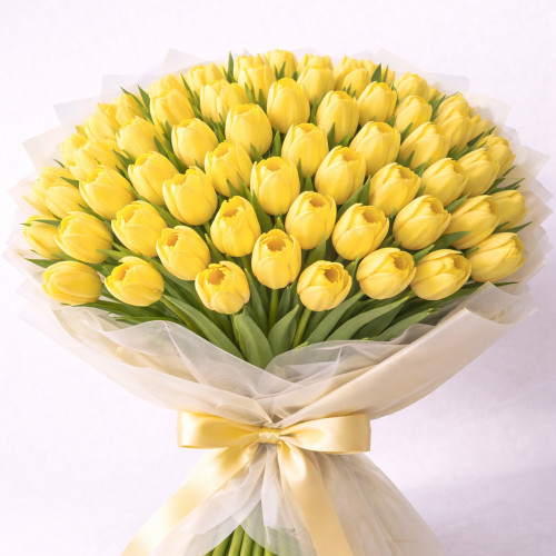 Букет из 100 желтых тюльпанов
