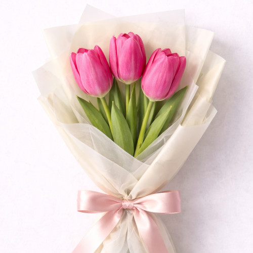 Букет из 3 розовых тюльпанов