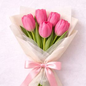 Букет из 5 розовых тюльпанов